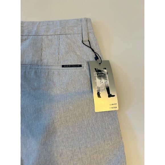 NWT Perry Ellis Pinstripe Slim Fit Shorts Mens 32 9" Inseam Quiet Luxury Preppy - Picture 14 of 14